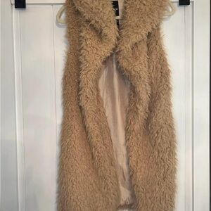 Women's Tan Faux Fur Vest
